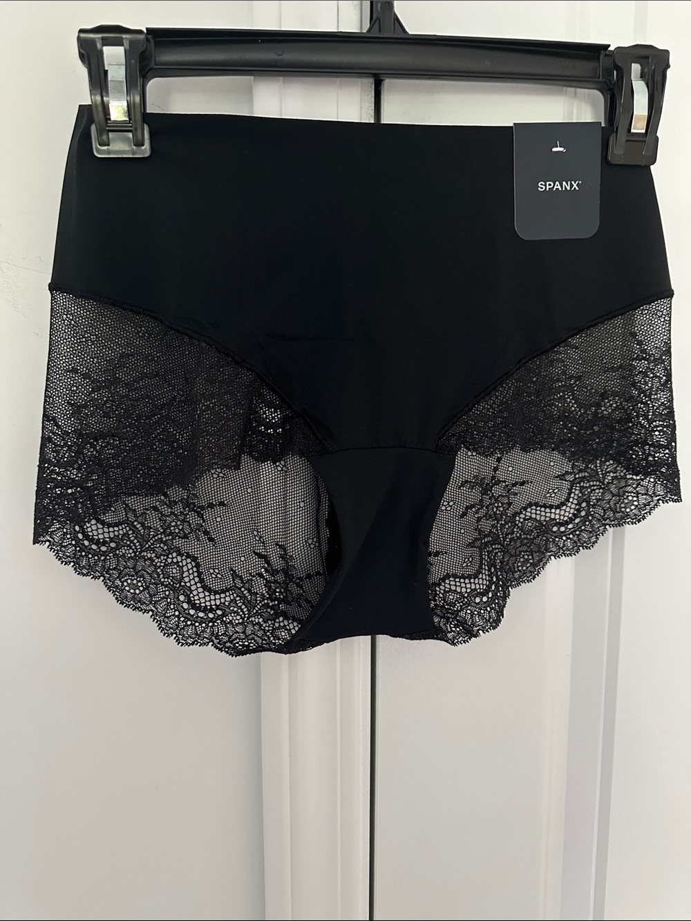 SPANX Black High-Waist Lace-Trim Shaping Brief